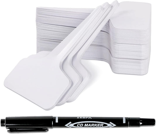 Plant Labels 200Pcs 4 Inch T-Type Tags with Permanent Marking Pen