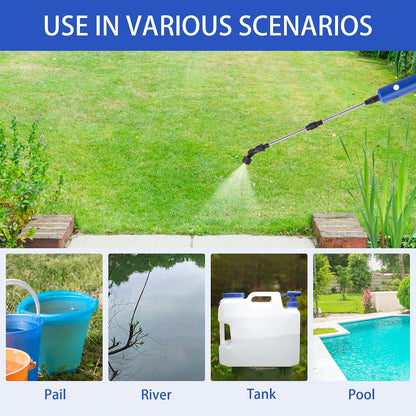 Electric Garden Sprayer, Portable Battery Powered Watering Wand, Rechargeable Plant Spray Mister with Telescopic Wand and 10ft Water Hose for Yard Lawn Weeds Plants,Type-C Charging, Blue