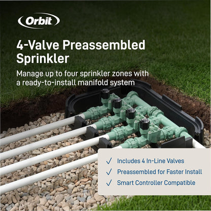 4-Valve Heavy Duty Preassembled Sprinkler Manifold - 57257