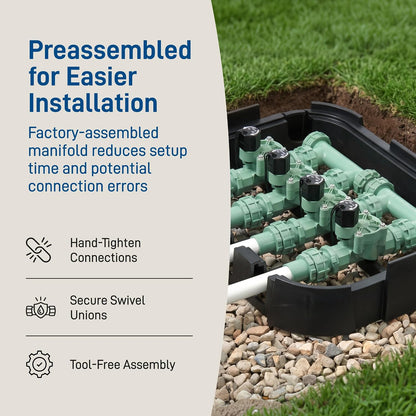 4-Valve Heavy Duty Preassembled Sprinkler Manifold - 57257