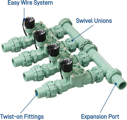 4-Valve Heavy Duty Preassembled Sprinkler Manifold - 57257