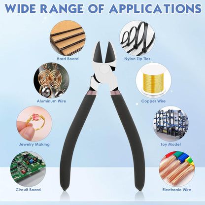 Wire Cutters, Large Heavy Duty Side Cutter Pliers Wire Snips, Flush Cutting Pliers for Jewelry Making, Floral Wire and Crafts, Wire Cutting Tool for Zip Ties, Cable Ties and Plastic