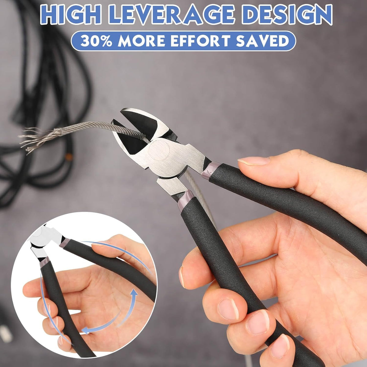 Wire Cutters, Large Heavy Duty Side Cutter Pliers Wire Snips, Flush Cutting Pliers for Jewelry Making, Floral Wire and Crafts, Wire Cutting Tool for Zip Ties, Cable Ties and Plastic