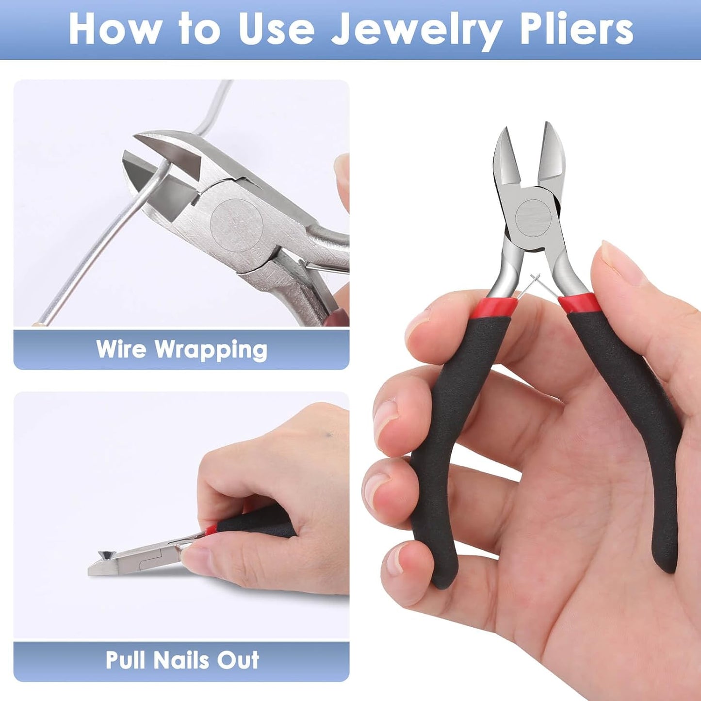 Wire Cutters, Large Heavy Duty Side Cutter Pliers Wire Snips, Flush Cutting Pliers for Jewelry Making, Floral Wire and Crafts, Wire Cutting Tool for Zip Ties, Cable Ties and Plastic