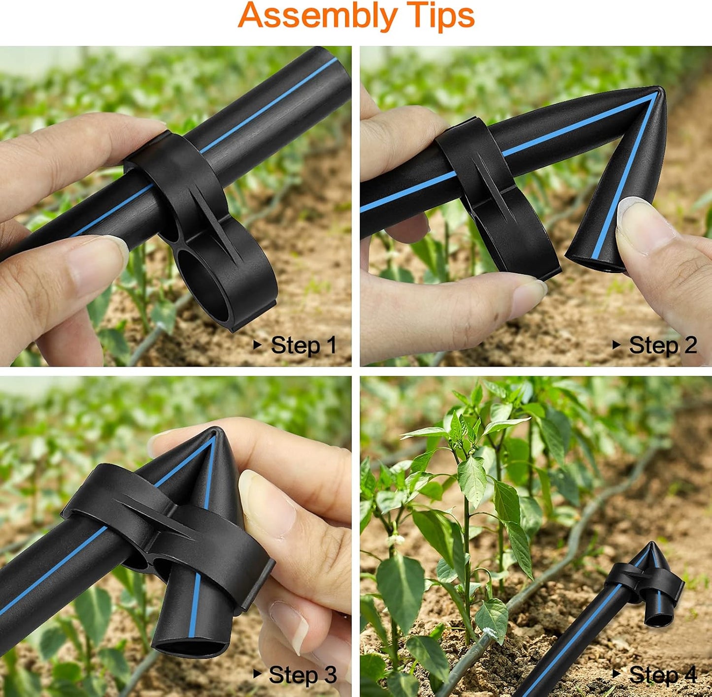 Drip Irrigation Fittings Kit for 1/2 Inch Tubing, 20 Pieces Drip Irrigation Parts for Drip Sprinkler System - 8 Couplings, 6 Tees, 6 Elbows, Drip Line Connectors for 1/2" Drip Irrigation Hose