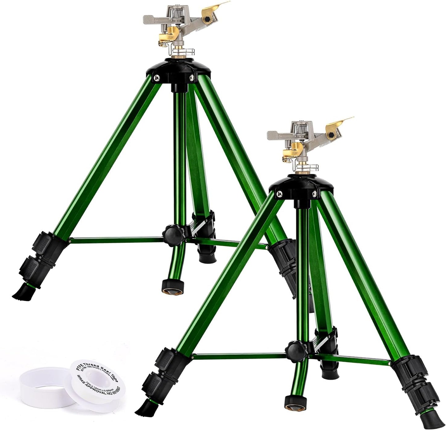 Tripod Sprinkler for Yard, 360° Rotating Garden Sprinklers (2 Pack)