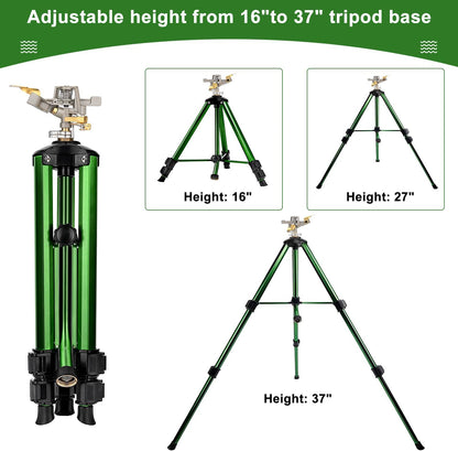 Tripod Sprinkler for Yard, 360° Rotating Garden Sprinklers (2 Pack)
