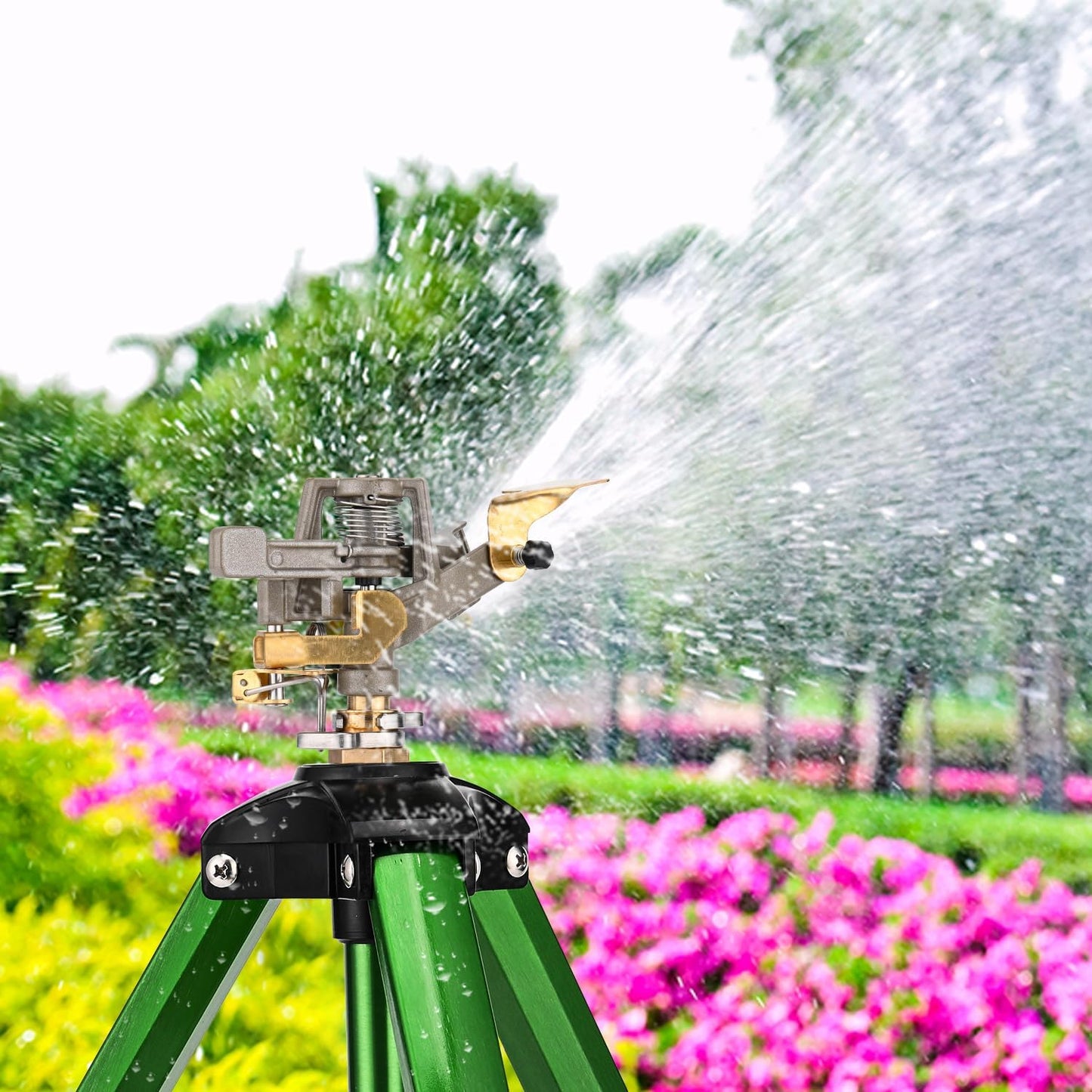 Tripod Sprinkler for Yard, 360° Rotating Garden Sprinklers (2 Pack)