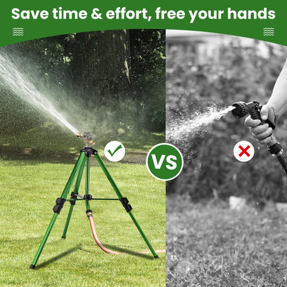 Tripod Sprinkler for Yard, 360° Rotating Garden Sprinklers (2 Pack)