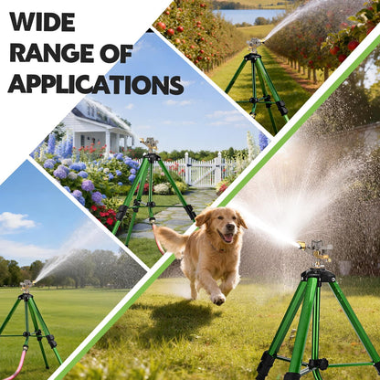 Tripod Sprinkler for Yard, 360° Rotating Garden Sprinklers (2 Pack)