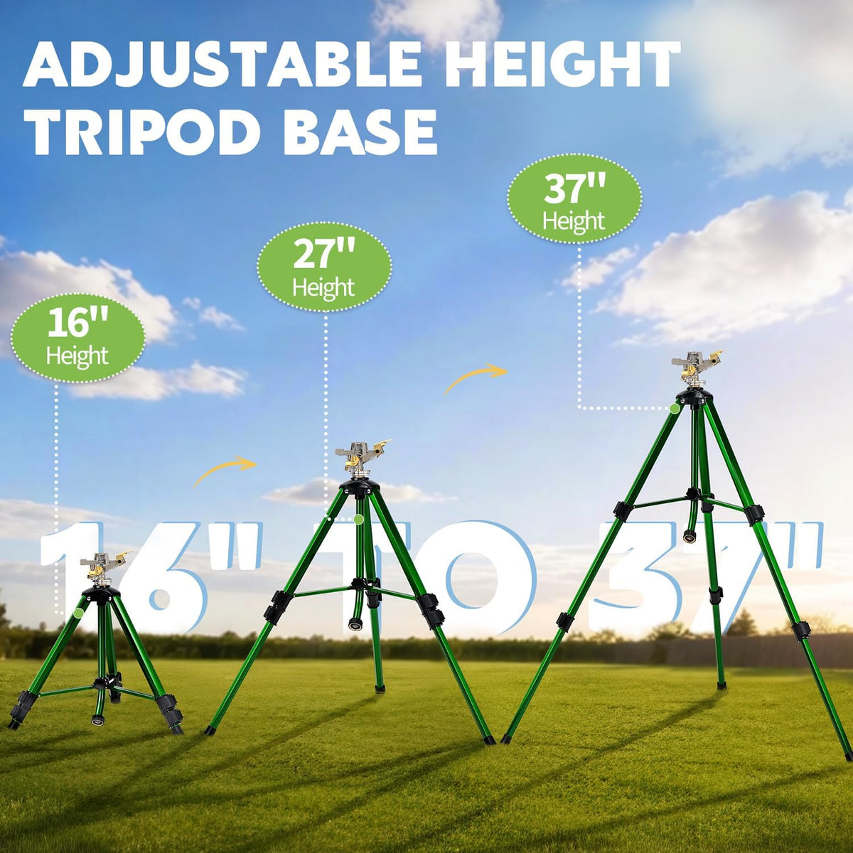 Tripod Sprinkler for Yard, 360° Rotating Garden Sprinklers (2 Pack)