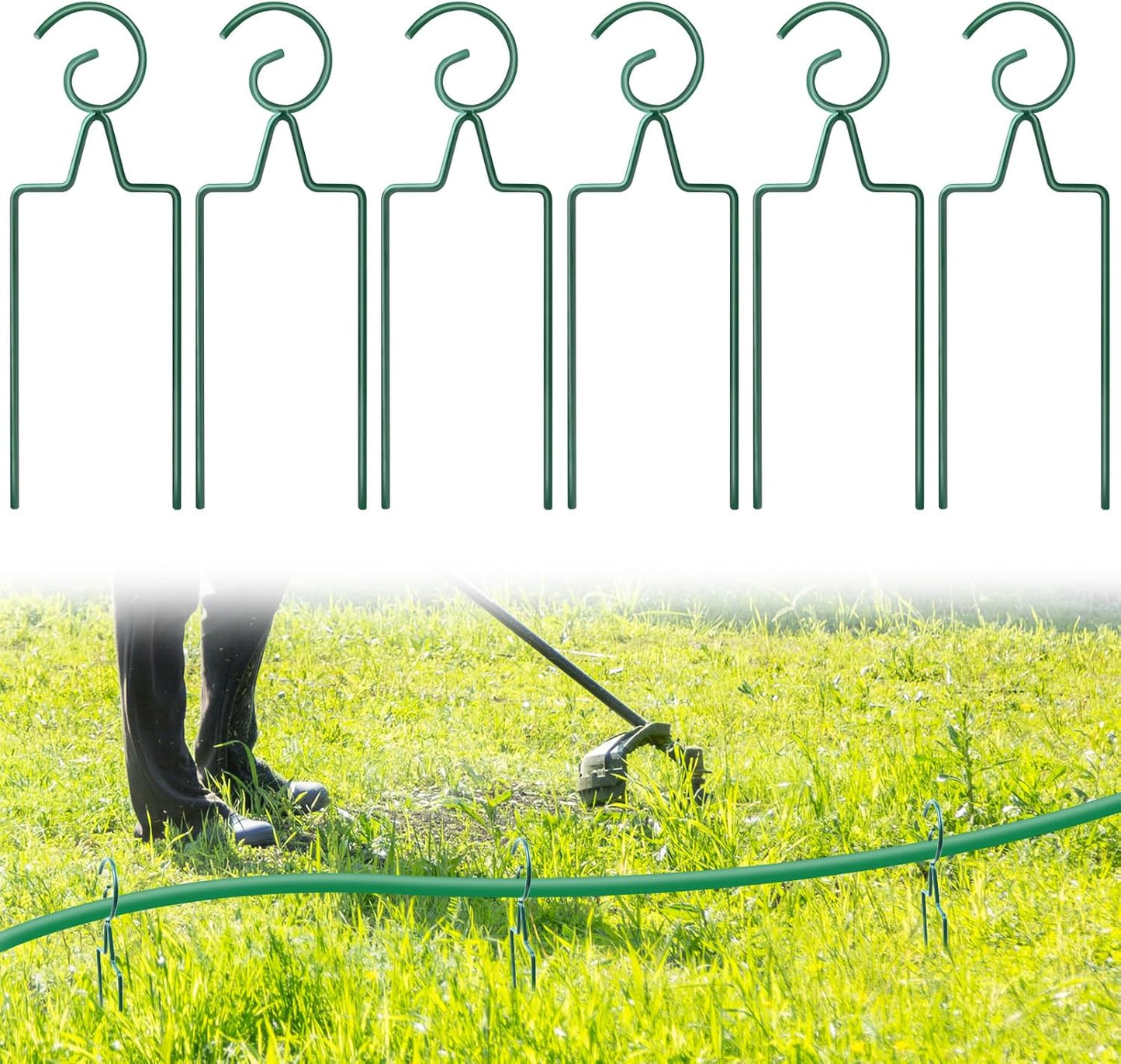6Pcs Metal Hose Guide Stakes 14 Inch Garden Hose Holder Stake, Heavy Duty Hose Support Hose Guide Spike for Outside Yard Lawn, Keeps Garden Hose Out of Flower Beds for Plant Protection