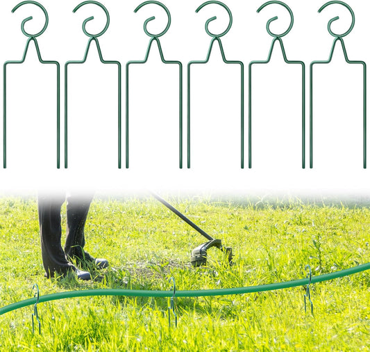 6Pcs Metal Hose Guide Stakes 14 Inch Garden Hose Holder Stake, Heavy Duty Hose Support Hose Guide Spike for Outside Yard Lawn, Keeps Garden Hose Out of Flower Beds for Plant Protection