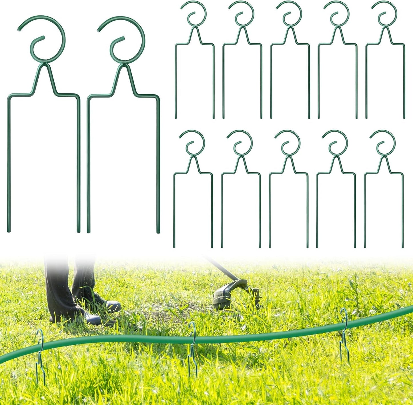 6Pcs Metal Hose Guide Stakes 14 Inch Garden Hose Holder Stake, Heavy Duty Hose Support Hose Guide Spike for Outside Yard Lawn, Keeps Garden Hose Out of Flower Beds for Plant Protection