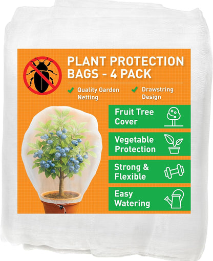 Fruit Tree Protection Bags 4x4.5 FT | Pack of 4 Garden & Insect Netting