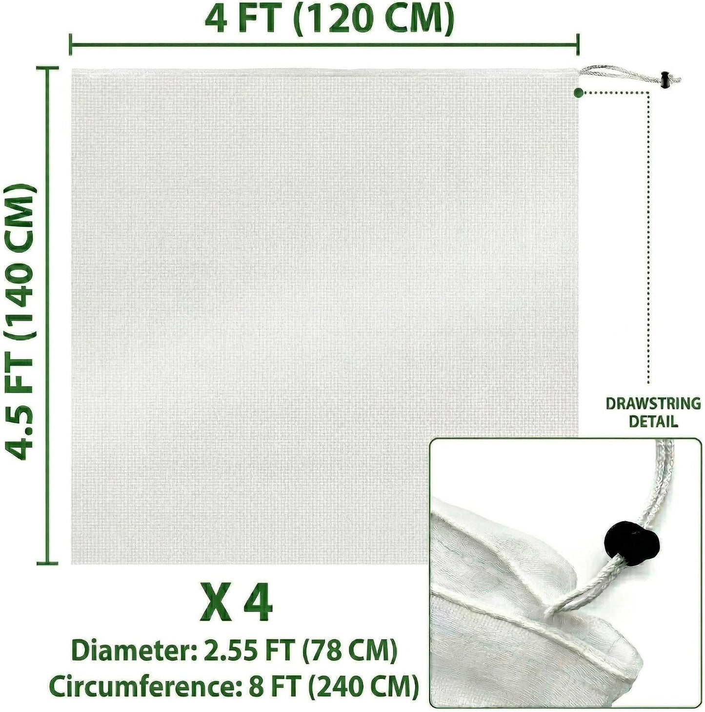 Fruit Tree Protection Bags 4x4.5 FT | Pack of 4 Garden & Insect Netting