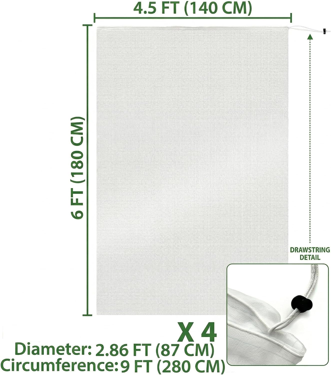 Fruit Tree Protection Bags 4x4.5 FT | Pack of 4 Garden & Insect Netting