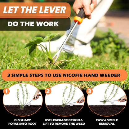 2026 Hand Weeder Tool, Rubber Handle Manual Weeder Puller Tool, Uprooting Weeding Tools, Crack Weeder Crevice, 4 Teeth Weeding Tool, Weeding Artifact Tool for Gardening(3 Pcs)