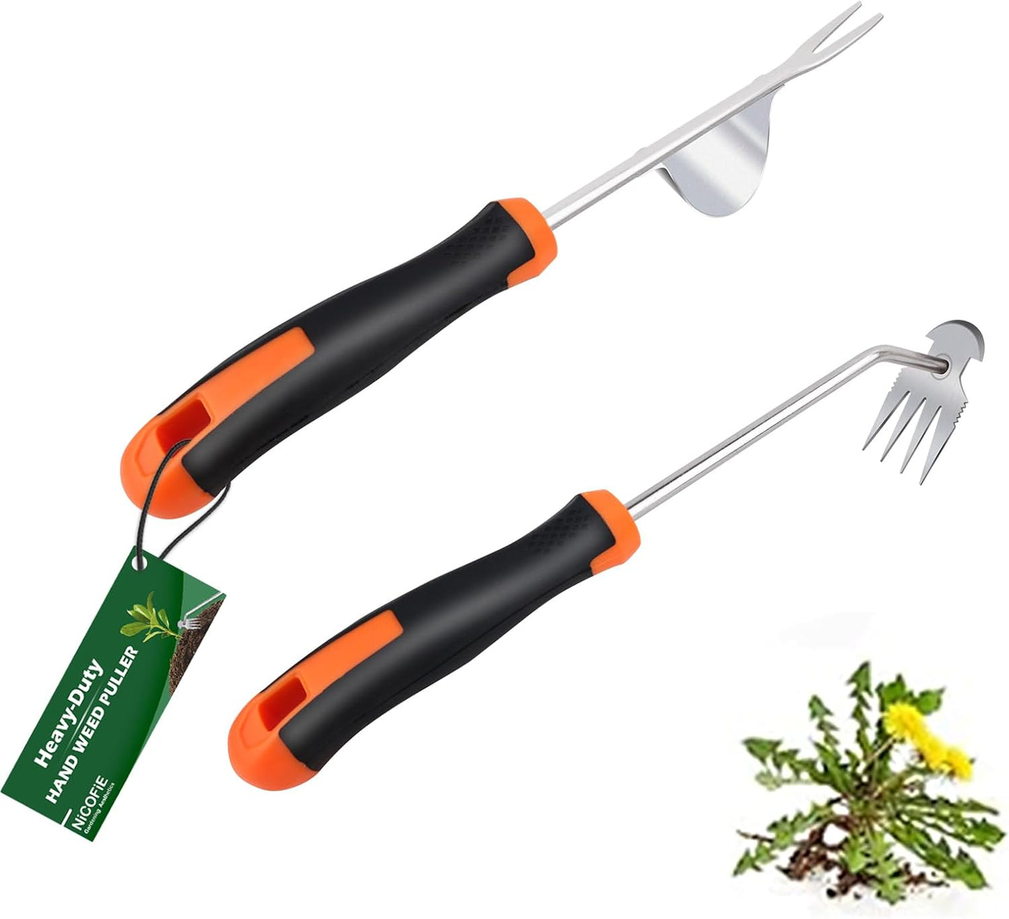 2026 Hand Weeder Tool, Rubber Handle Manual Weeder Puller Tool, Uprooting Weeding Tools, Crack Weeder Crevice, 4 Teeth Weeding Tool, Weeding Artifact Tool for Gardening(3 Pcs)