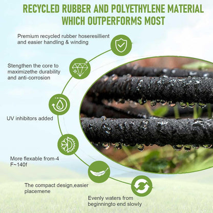 1/4 Inch Soaker Hose for Garden 100ft Soaker Irrigation Drip Hose System, Heavy Duty Drip Irrigation Tubing with Hose Connector Accessories for Watering Garden Beds Vegetable Lawn and Yard (100ft)