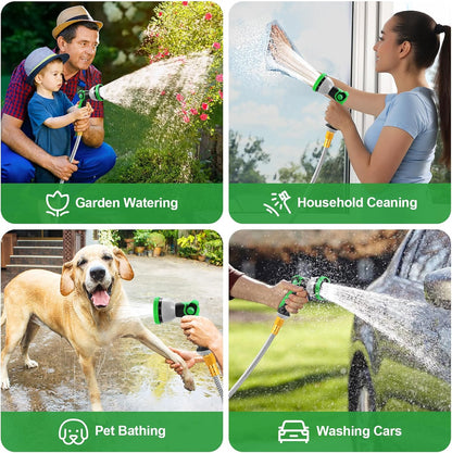 Garden Hose 50FT, Stainless Steel Metal Water Hose with 10-Function Nozzle