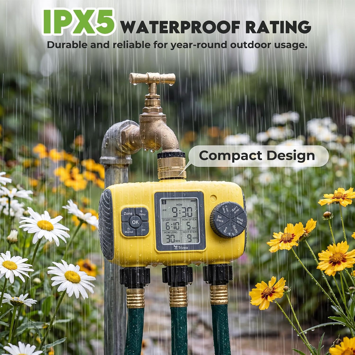 3 Zone Sprinkler Timer for Garden Hose, Brass Inlet Yard Irrigation