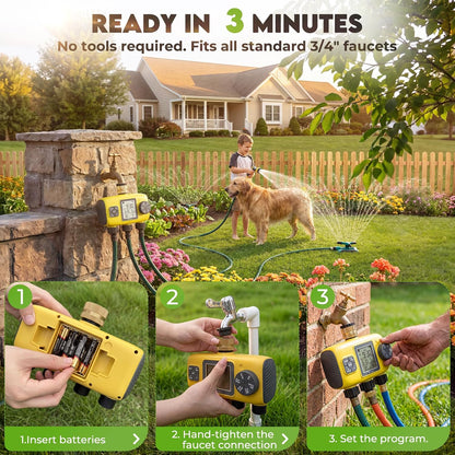 3 Zone Sprinkler Timer for Garden Hose, Brass Inlet Yard Irrigation