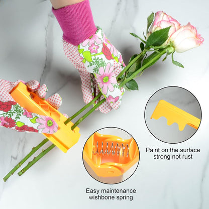 5PCS Rose Thorn Tools Rose Leaf Thorn Strippers with a Rose Pruning Shears and Garden Rose Gloves Pink1