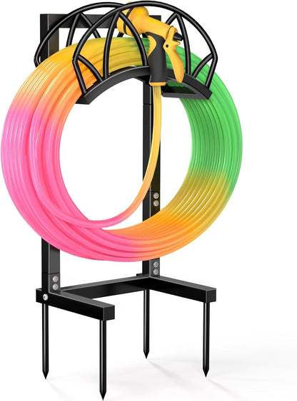 Garden Hose Holder, Freestanding Water Hose Reel Stand, Holds 160 FT, Black