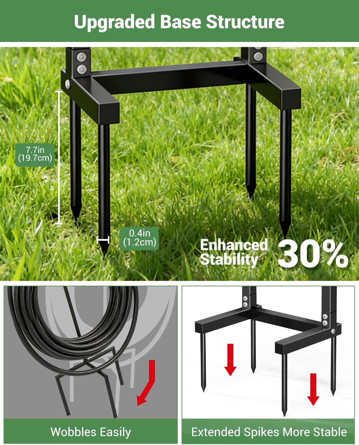 Garden Hose Holder, Freestanding Water Hose Reel Stand, Holds 160 FT, Black