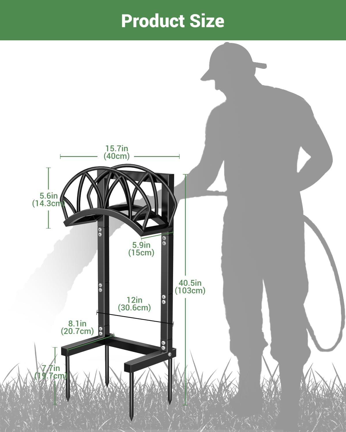Garden Hose Holder, Freestanding Water Hose Reel Stand, Holds 160 FT, Black