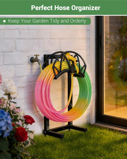 Garden Hose Holder, Freestanding Water Hose Reel Stand, Holds 160 FT, Black
