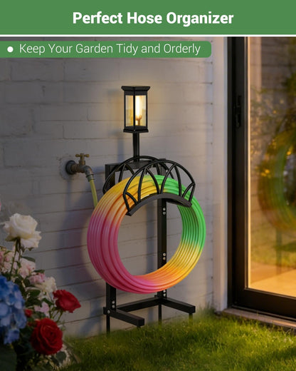 Garden Hose Holder, Freestanding Water Hose Reel Stand, Holds 160 FT, Black