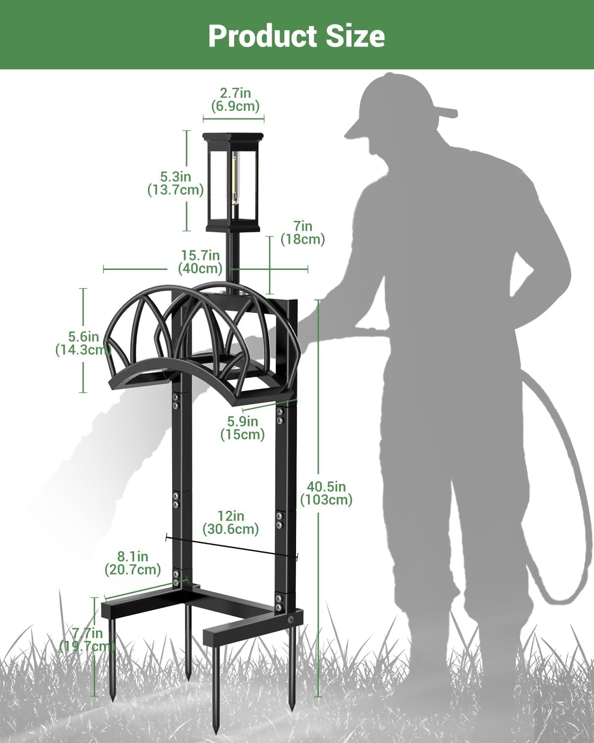 Garden Hose Holder, Freestanding Water Hose Reel Stand, Holds 160 FT, Black