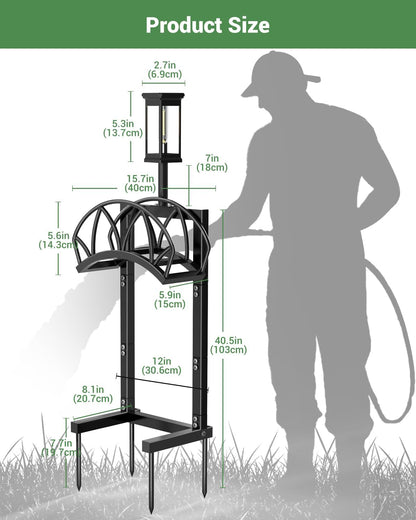 Garden Hose Holder, Freestanding Water Hose Reel Stand, Holds 160 FT, Black