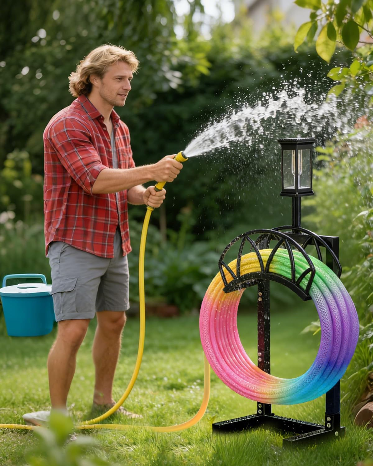 Garden Hose Holder, Freestanding Water Hose Reel Stand, Holds 160 FT, Black