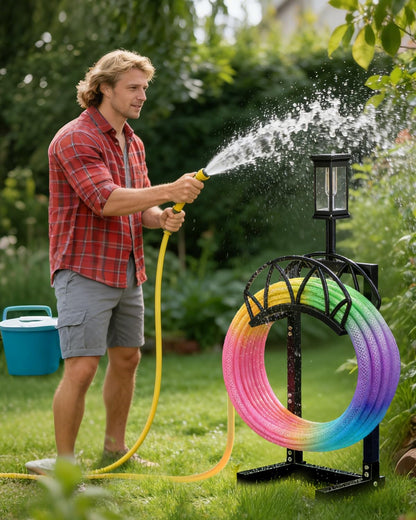 Garden Hose Holder, Freestanding Water Hose Reel Stand, Holds 160 FT, Black