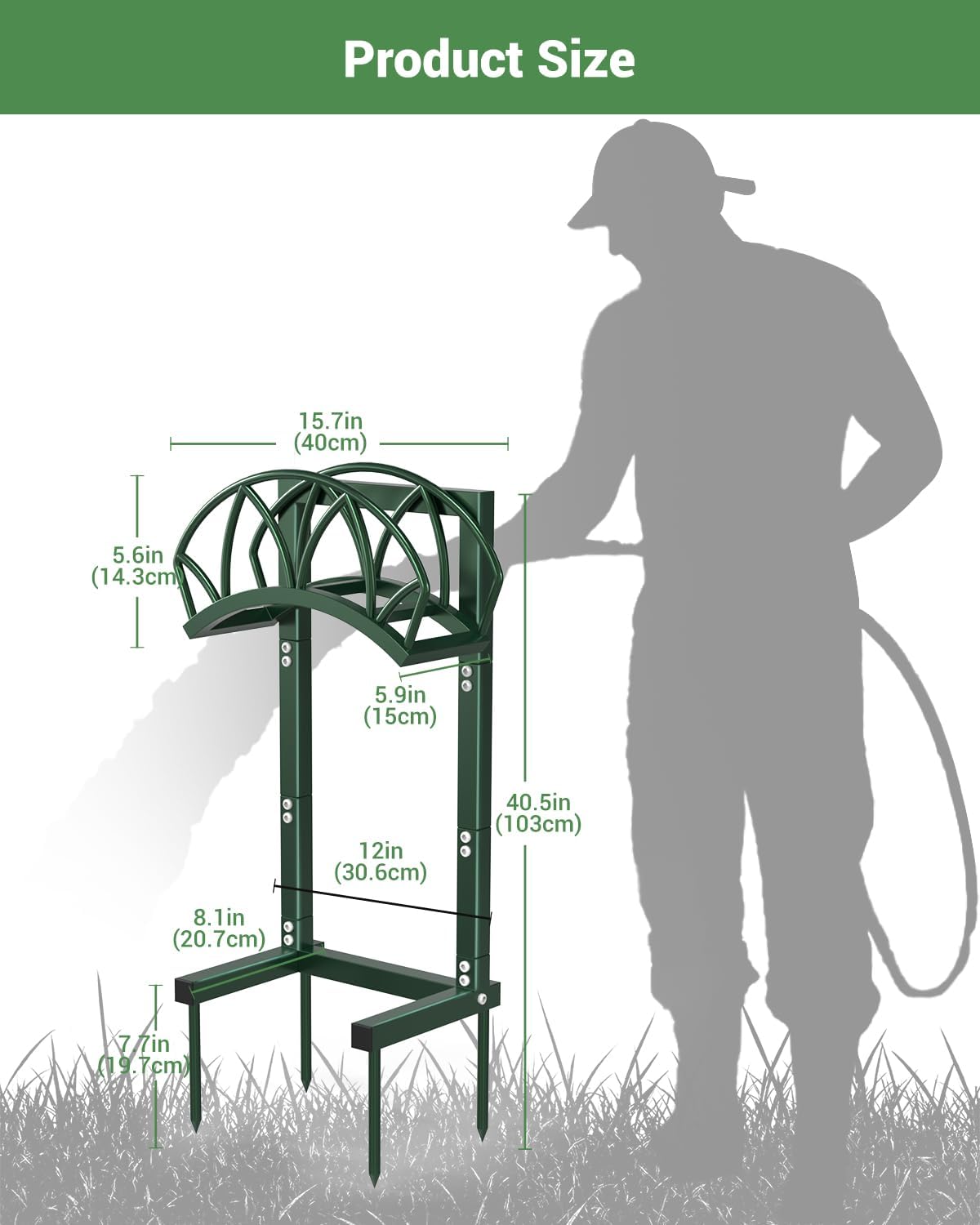 Garden Hose Holder, Freestanding Water Hose Reel Stand, Holds 160 FT, Black