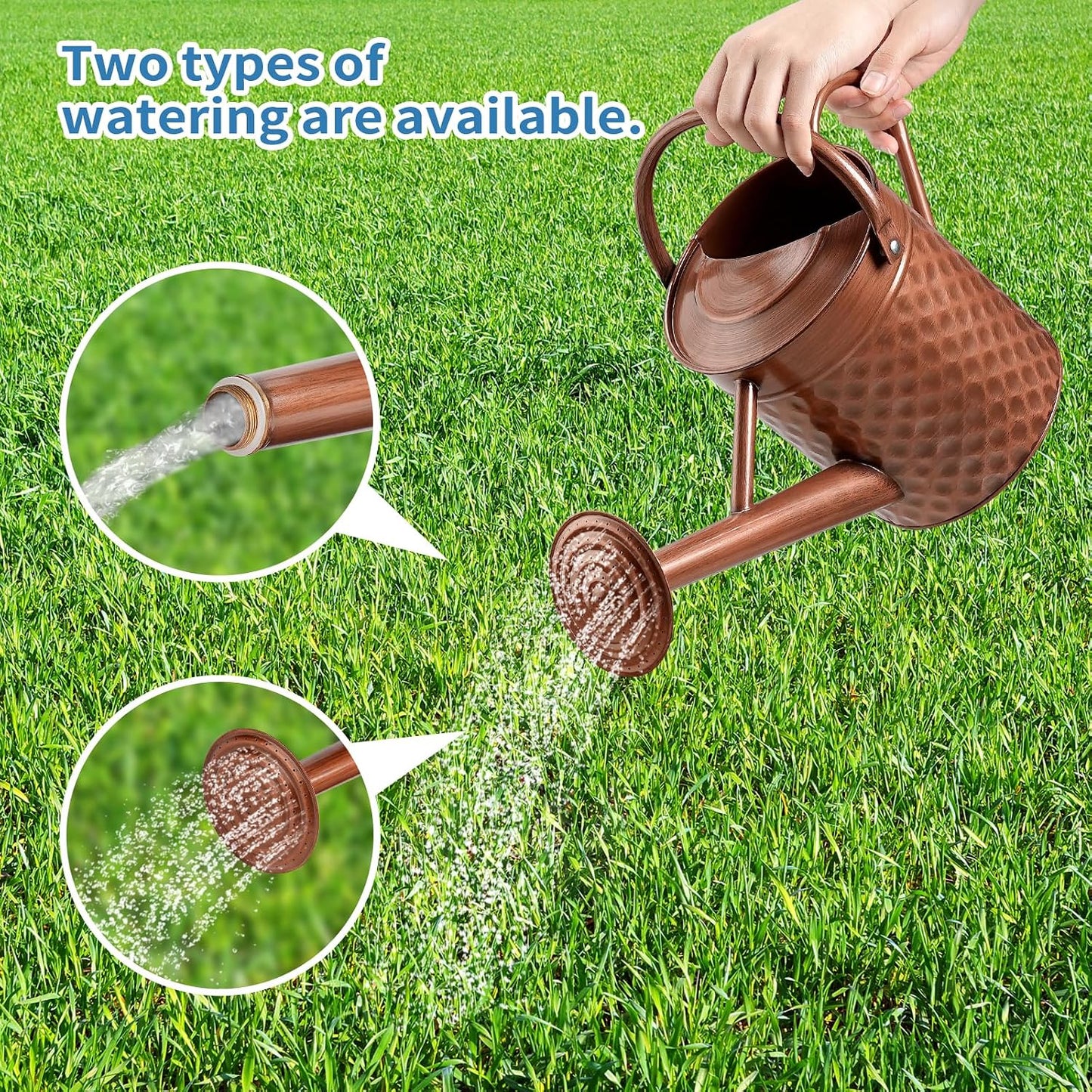 1 Gallon Metal Watering Can for Outdoor Indoor Plants, Copper Colored Watering Can with Removable Spray Spout, Ideal for Garden Watering