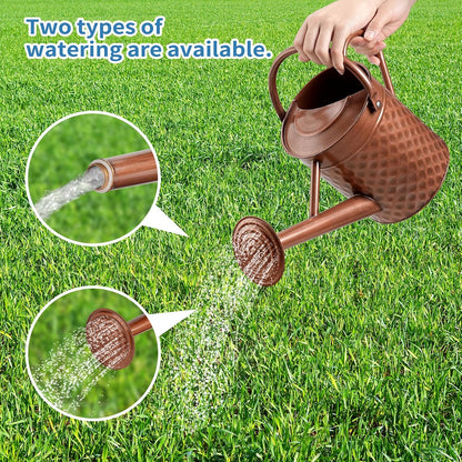 1 Gallon Metal Watering Can for Outdoor Indoor Plants, Copper Colored Watering Can with Removable Spray Spout, Ideal for Garden Watering