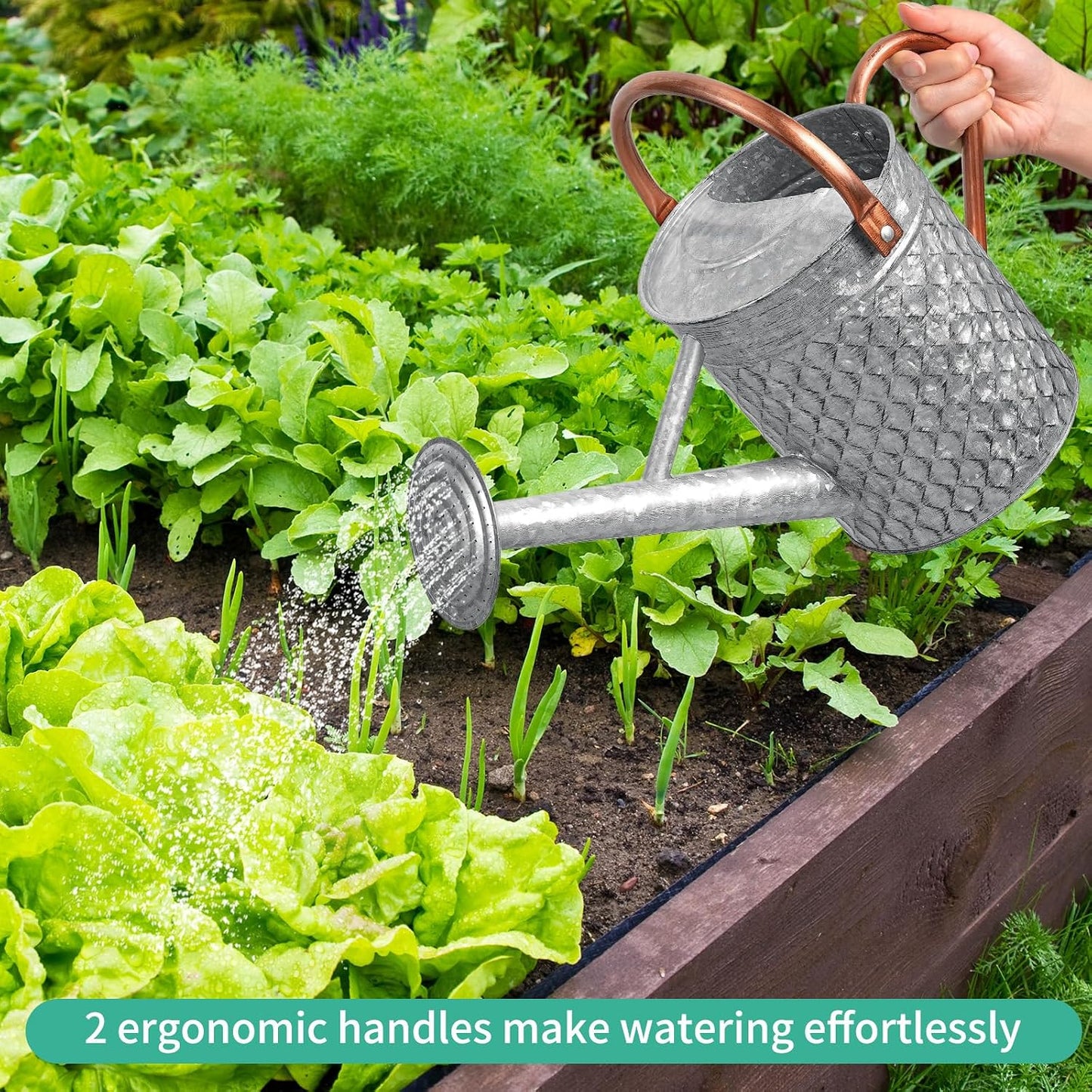 1 Gallon Metal Watering Can for Outdoor Indoor Plants, Copper Colored Watering Can with Removable Spray Spout, Ideal for Garden Watering