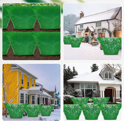 9 Pcs 47.2 x 47.2 Inch Plant Covers Freeze Protection Winter Frost Cloth Reusable Plant Protector Blankets with Drawstrings for Outdoor Garden Shrub Freezing Protection (Green)