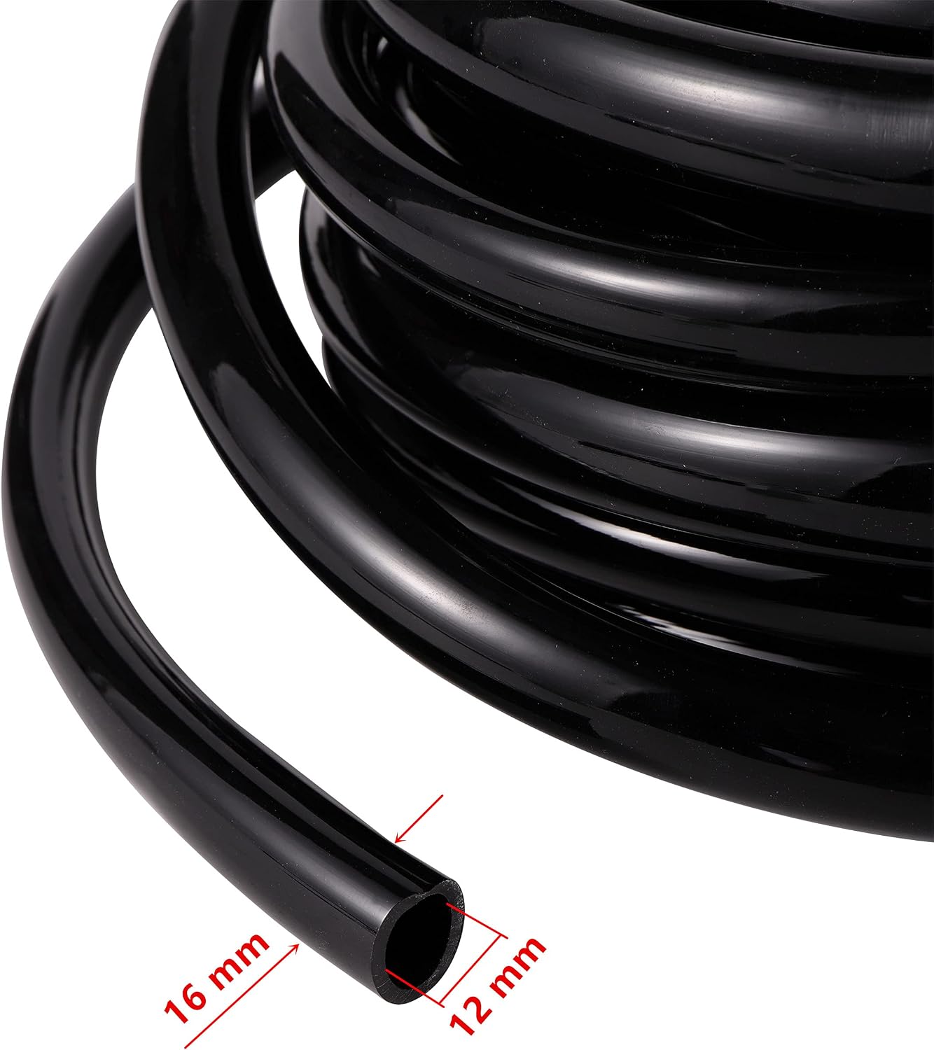 52 FT 1/2”PVC Garden Irrigation Tubing Hose（OD:16mm,ID:12mm)