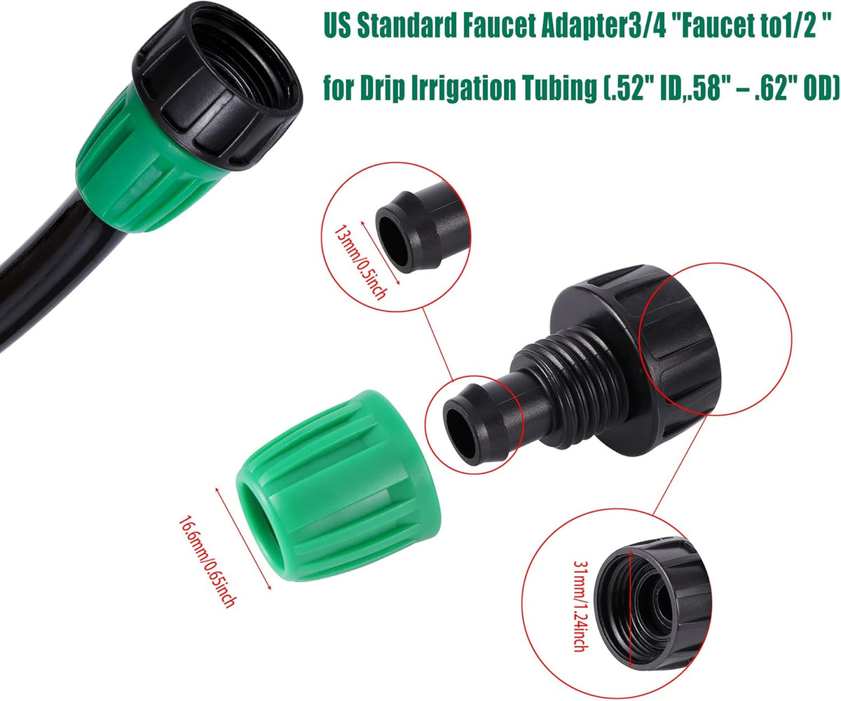 52 FT 1/2”PVC Garden Irrigation Tubing Hose（OD:16mm,ID:12mm)
