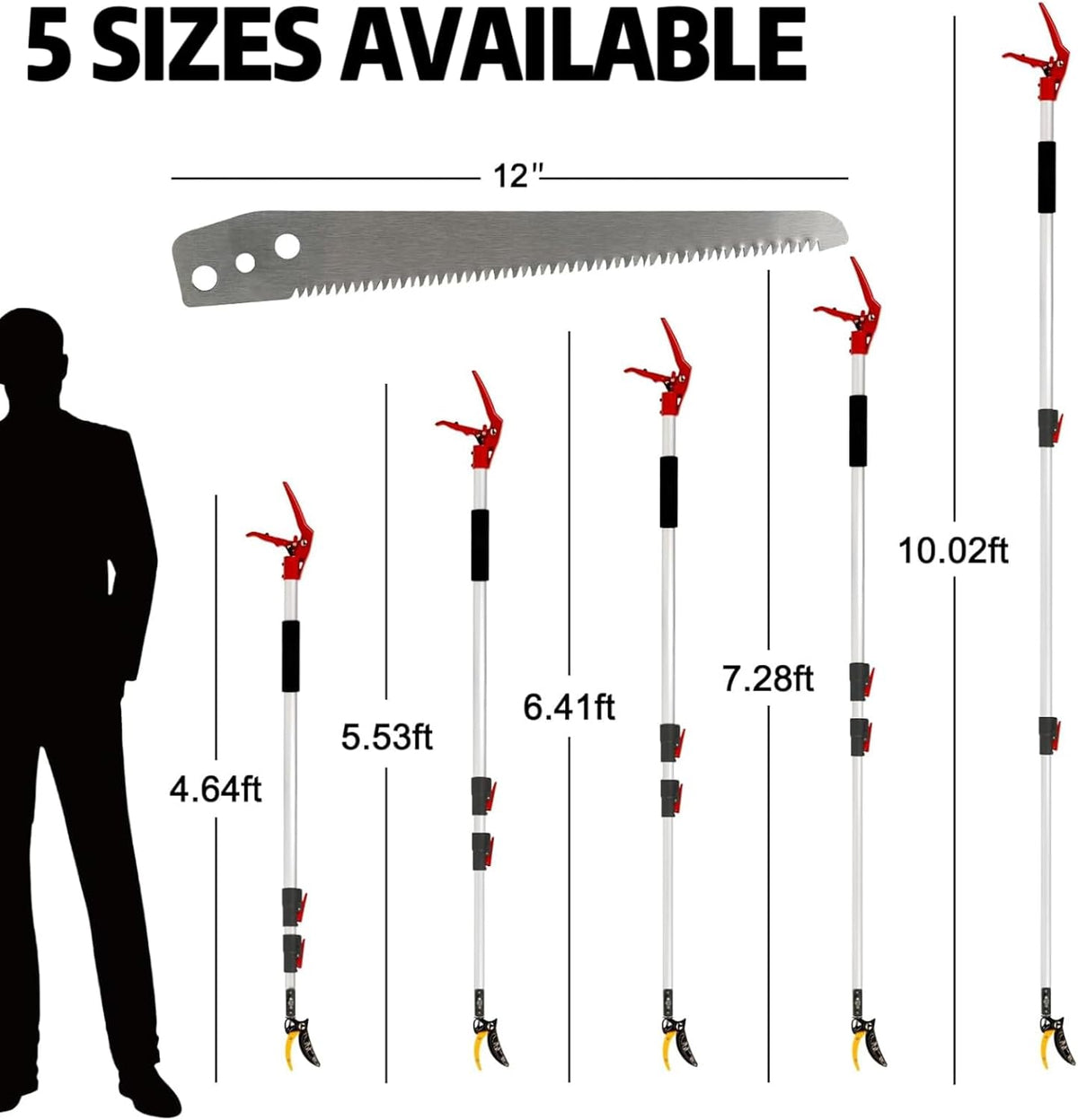 4.6-10 Ft Tree Trimmers Long Handle Pruner with Long Reach Tree Pruner Saw