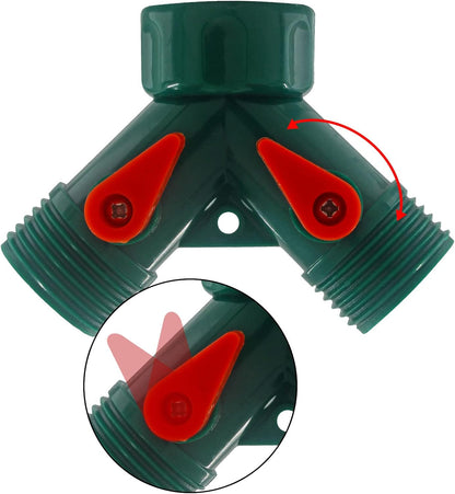 6 Pcs 2 Way Hose Adapter Y Valve Garden Hose Connector, Green