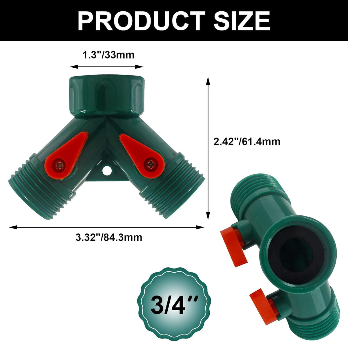 6 Pcs 2 Way Hose Adapter Y Valve Garden Hose Connector, Green