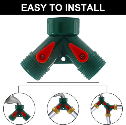 6 Pcs 2 Way Hose Adapter Y Valve Garden Hose Connector, Green