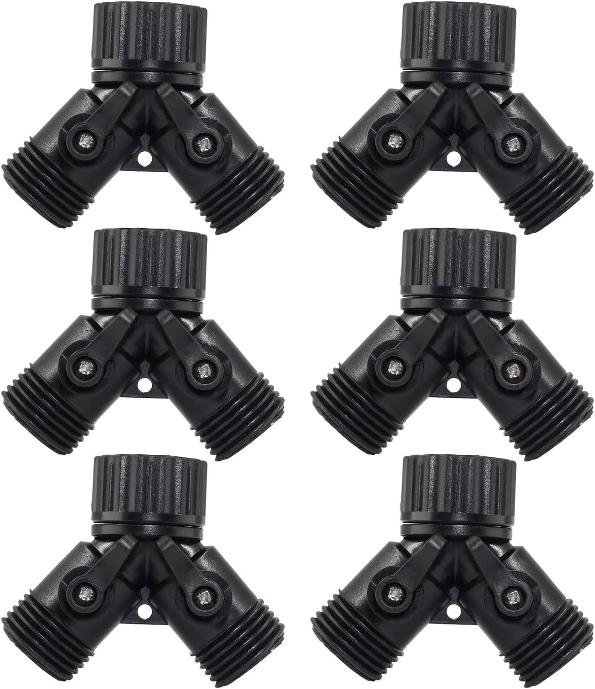 6 Pcs 2 Way Hose Adapter Y Valve Garden Hose Connector, Green