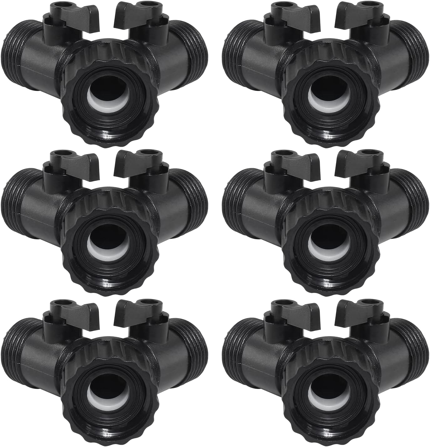 6 Pcs 2 Way Hose Adapter Y Valve Garden Hose Connector, Green